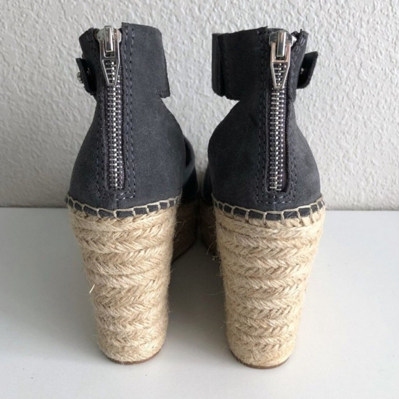 Dolce Vita Straw Espadrille Wedge Sandals - Anthracite Gray 7.5 - Picture 8 of 9
